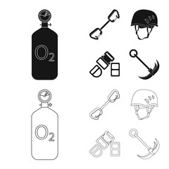 Isolated object of mountaineering and peak icon. Collection of mountaineering and camp vector icon for stock.