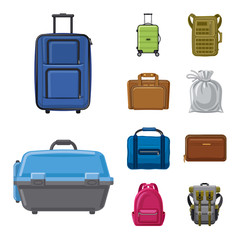 Vector design of suitcase and baggage icon. Collection of suitcase and journey stock vector illustration.