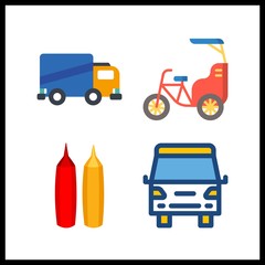 4 fast icon. Vector illustration fast set. bike and mustard and ketchup icons for fast works