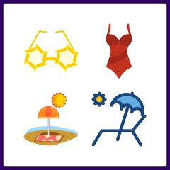 4 resort icon. Vector illustration resort set. swimsuit and sunglasses for kids icons for resort works