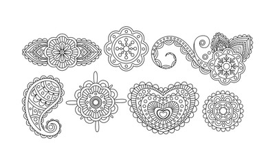 Elegance abstract monochrome floral hand drawn mandala stylized ornaments vector Illustration