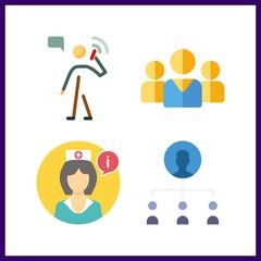 Obraz premium 4 support icon. Vector illustration support set. talking and nurse icons for support works