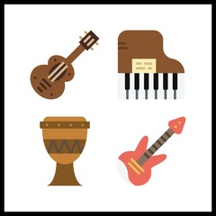 4 jazz icon. Vector illustration jazz set. piano and electric guitar icons for jazz works