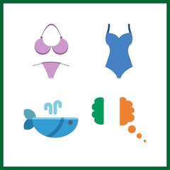Obraz premium 4 ocean icon. Vector illustration ocean set. whale and ireland icons for ocean works