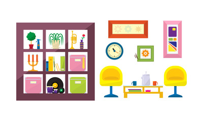 Interior of a living room with furniture vector Illustration