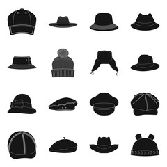 Vector design of headgear and cap icon. Collection of headgear and accessory stock symbol for web.
