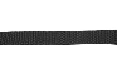 Black nylon belt, strap isolated on white background, top view