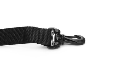 Black nylon belt, strap isolated on white background, top view