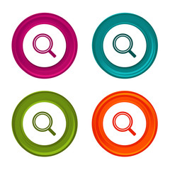 Magnifying glass icons. Magnifying signs. Colorful web button with icon.