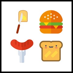 4 sandwich icon. Vector illustration sandwich set. fatty bread and hamburger icons for sandwich works