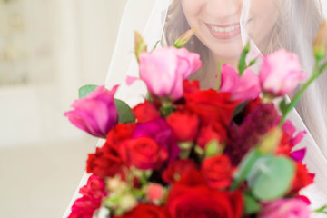 Obraz na płótnie Canvas wedding bouquet, bouqet of beautiful flowers on wed day