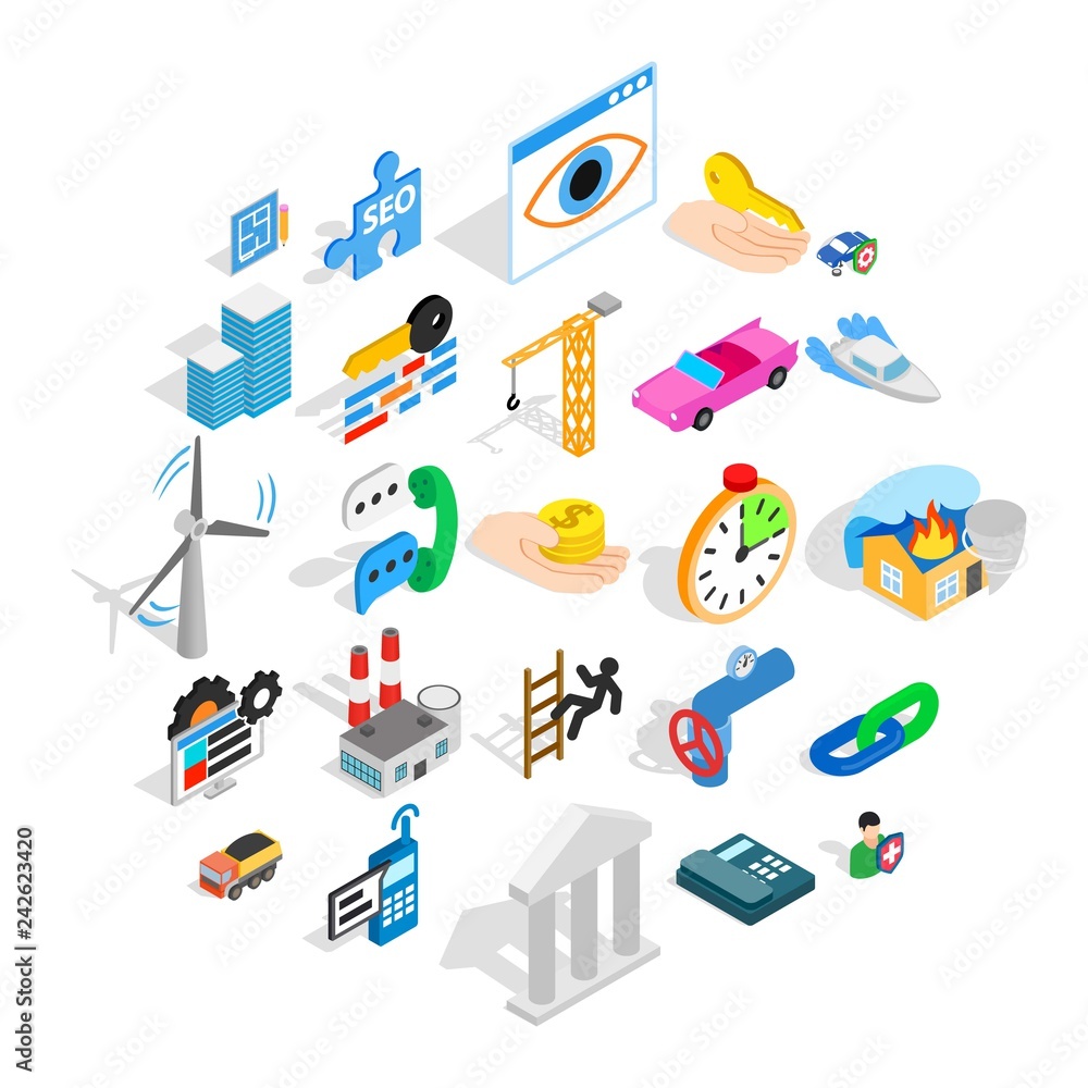 Poster private company icons set. isometric set of 25 private company vector icons for web isolated on whit