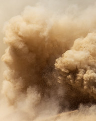 Dust cloud on nature as background