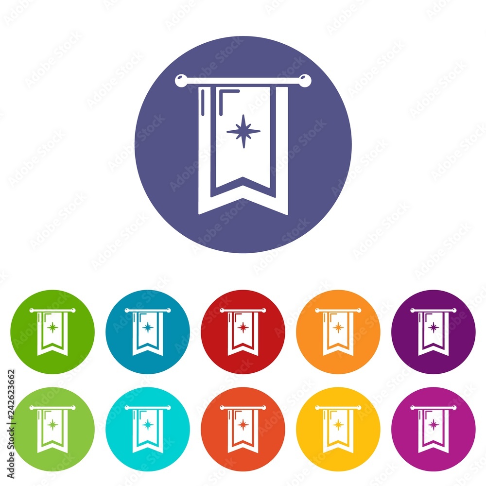 Poster knight flag icons color set vector for any web design on white background