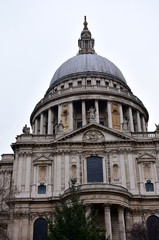 Fototapeta na wymiar St Pauls Cathedral. North side with dome and Christmas tree. London, United Kingdom.