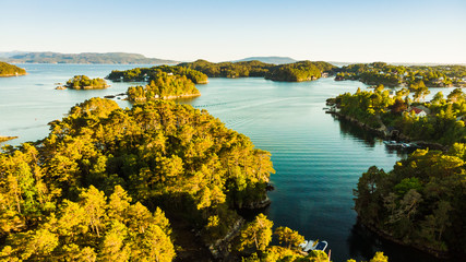 Aerial view. Fjord landscape near Bergen, Norway