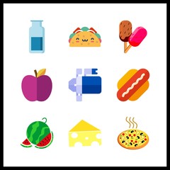 9 snack icon. Vector illustration snack set. ice cream and gas jar icons for snack works
