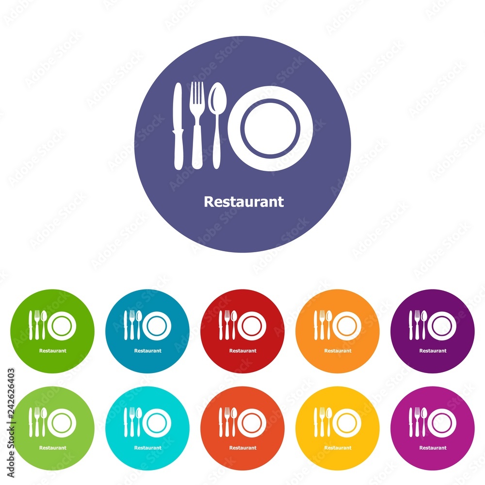 Poster restaurant icons color set vector for any web design on white background