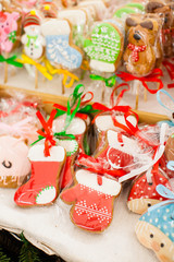 Gingerbread cookies on the Christmas fair, packed