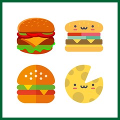 4 cheddar icon. Vector illustration cheddar set. cheese and hamburger icons for cheddar works