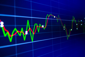 Stock exchange market graph on LED screen for business concept.