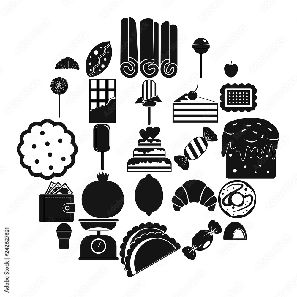 Poster ice cream parlor icons set. simple set of 25 ice cream parlor vector icons for web isolated on white