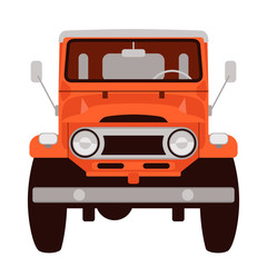 red vintage car, vector illustration, flat style, front 