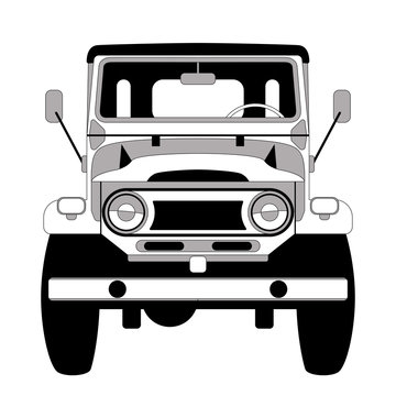  vintage car, vector illustration, flat style, front 