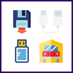 4 storage icon. Vector illustration storage set. transportation and backup icons for storage works