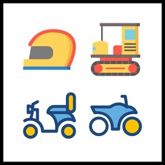 4 motorcycle icon. Vector illustration motorcycle set. motorbike and all terrain icons for motorcycle works