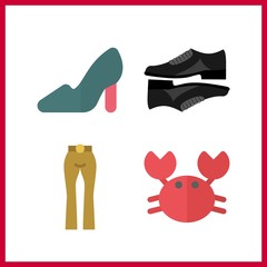 4 leg icon. Vector illustration leg set. crab and pants icons for leg works