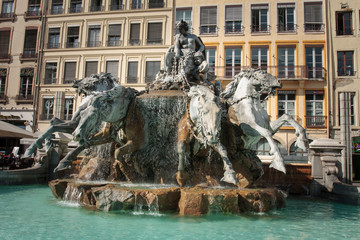 Fototapeta na wymiar Lyon France 11-15-2018. Bartholdi fountain in Lyon France