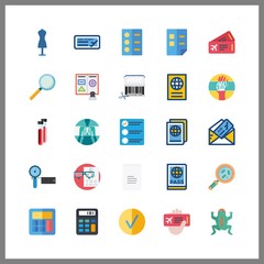 25 check icon. Vector illustration check set. loupe and calculator icons for check works