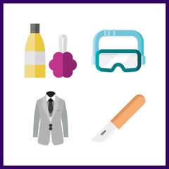 4 mask icon. Vector illustration mask set. scalpel and gel icons for mask works