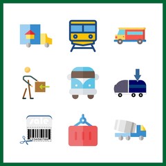 9 logistic icon. Vector illustration logistic set. delivery and trucks icons for logistic works