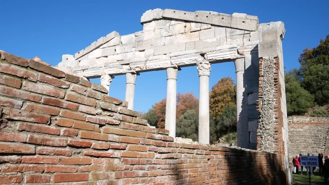 Apollonia Archaeological Park, Fier Prefecture, Albania - december 28 2018: Monument of Agonothetes in Apollonia (Illyria)