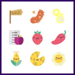 9 organic icon. Vector illustration organic set. cheese and diet icons for organic works