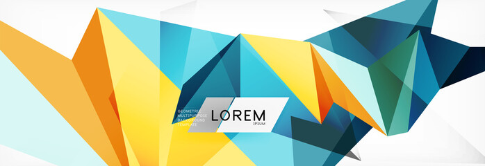 Mosaic triangular low poly style abstract geometric background. Polygonal vector. Abstract white bright technology design.