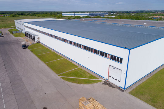 warehouse building from the height, a platform for transport
