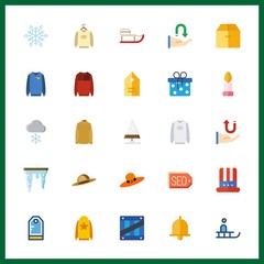 25 christmas icon. Vector illustration christmas set. pine and sleigh icons for christmas works