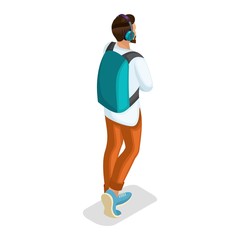 Isometric Boy, Young People Gadgets