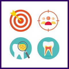Fototapeta premium 4 perfect icon. Vector illustration perfect set. target and tooth icons for perfect works