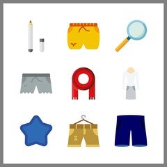 9 look icon. Vector illustration look set. short and shorts icons for look works