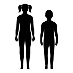 silhouette boy and girl on white background