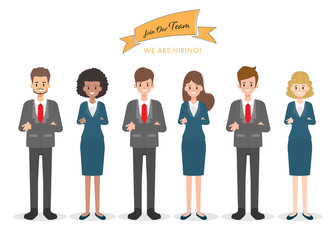 International character people in office job. Teamwork in organization concept.