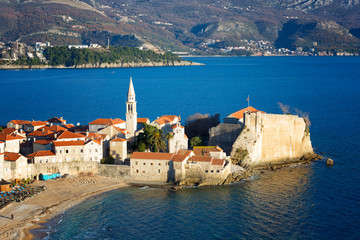 Top view of the old town Budva, Montenegro