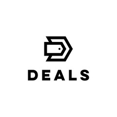illustration logo combination from letter D with price tag logo design concept
