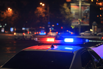 Fototapeta na wymiar police car at night