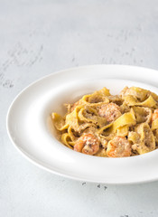 Portion of Shrimp Alfredo Pasta