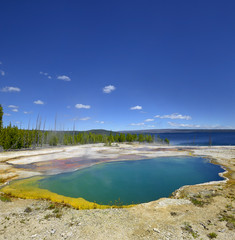 Yellowstone  - West Thumb Geyser Basin, Abyss Pool. Scenic Landscapes of Geothermal activity,...